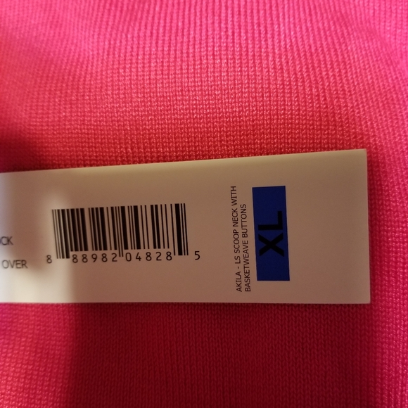 BY DESIGN NORDSTROM NWT XL pink peacock long sleeve pull over sweater - Picture 8 of 8